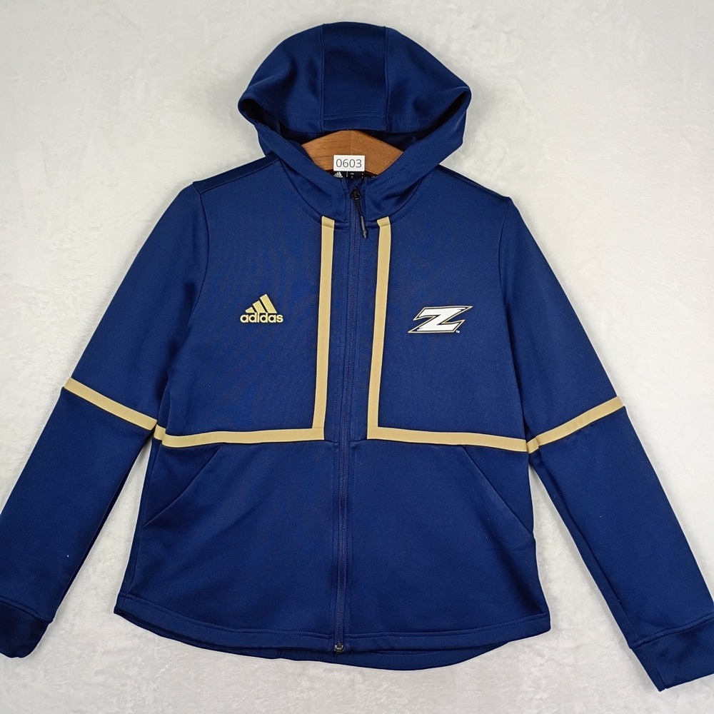 Adidas Zip Hoodie Womens L Blue Akron Zips Aeroready Athletic Jacket